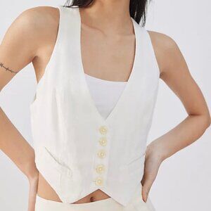 Cream linen urban outfitters vest white